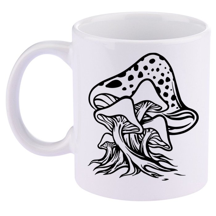 Fungus Mushrooms Silhouette 11oz C Handle Ceramic Mug