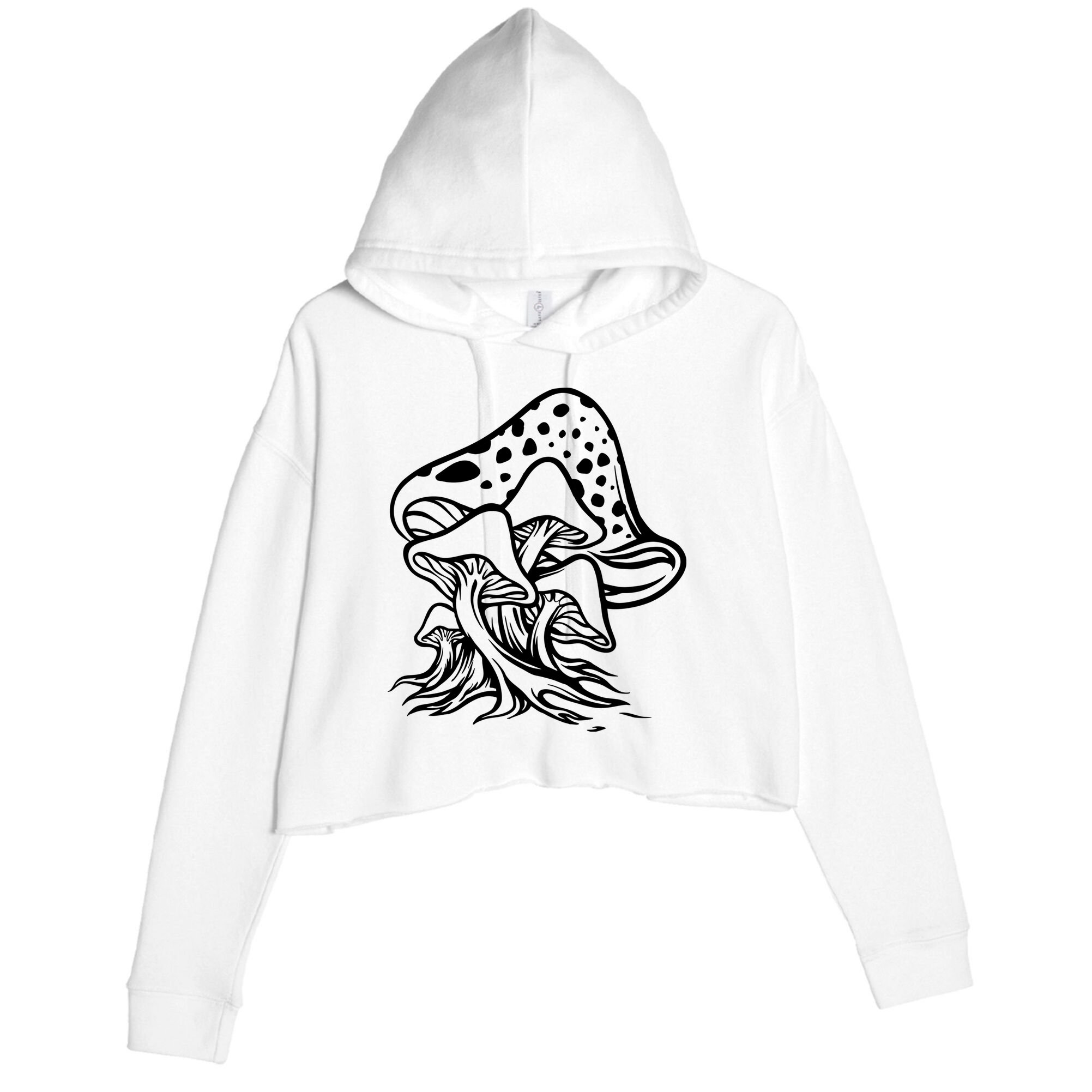 Fungus Mushrooms Silhouette Crop Fleece Hoodie