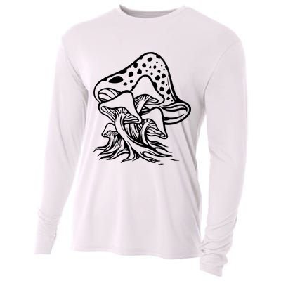 Fungus Mushrooms Silhouette Cooling Performance Long Sleeve Crew