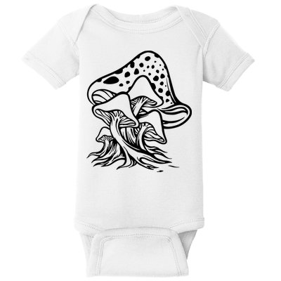 Fungus Mushrooms Silhouette Baby Bodysuit