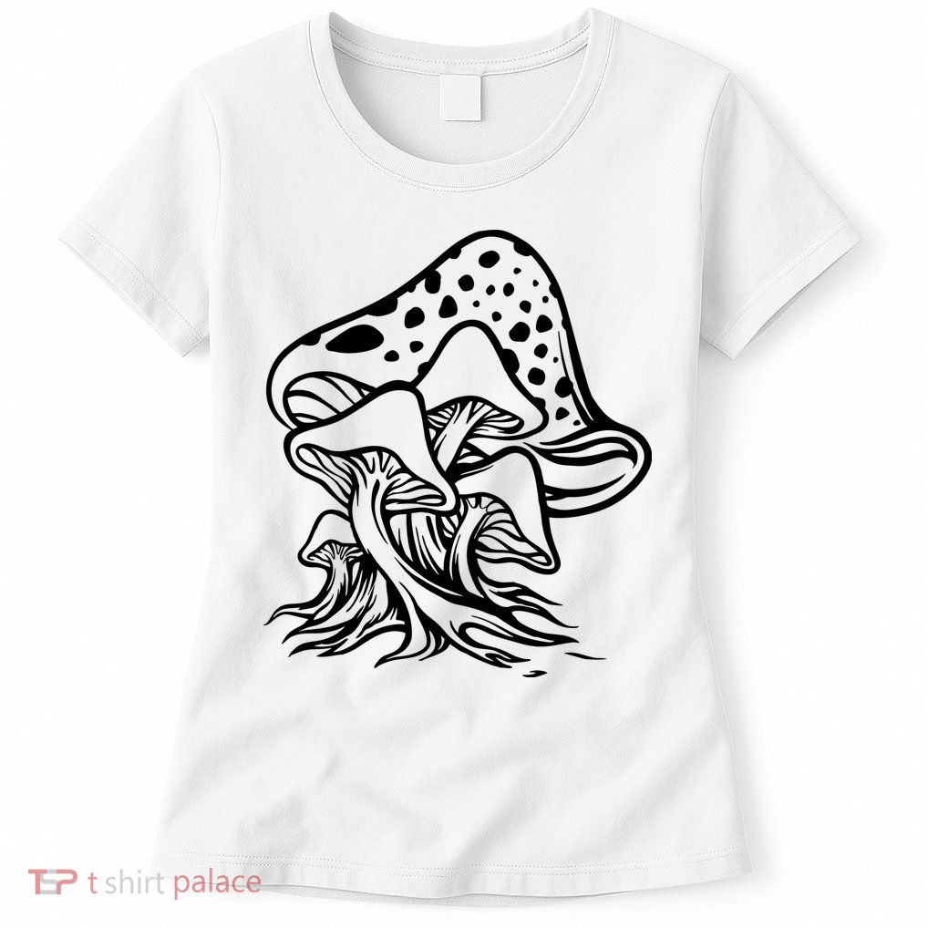 Fungus Mushrooms Silhouette Womens T-Shirt