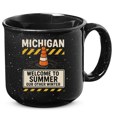 Funny Michigan Summer Our Other Winter Construction Season 15oz Campfire Ceramic Mug