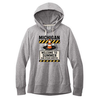 Funny Michigan Summer Our Other Winter Construction Season Women's Fleece Hoodie