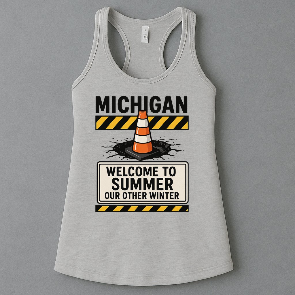Funny Michigan Summer Our Other Winter Construction Season Womens Tank Top
