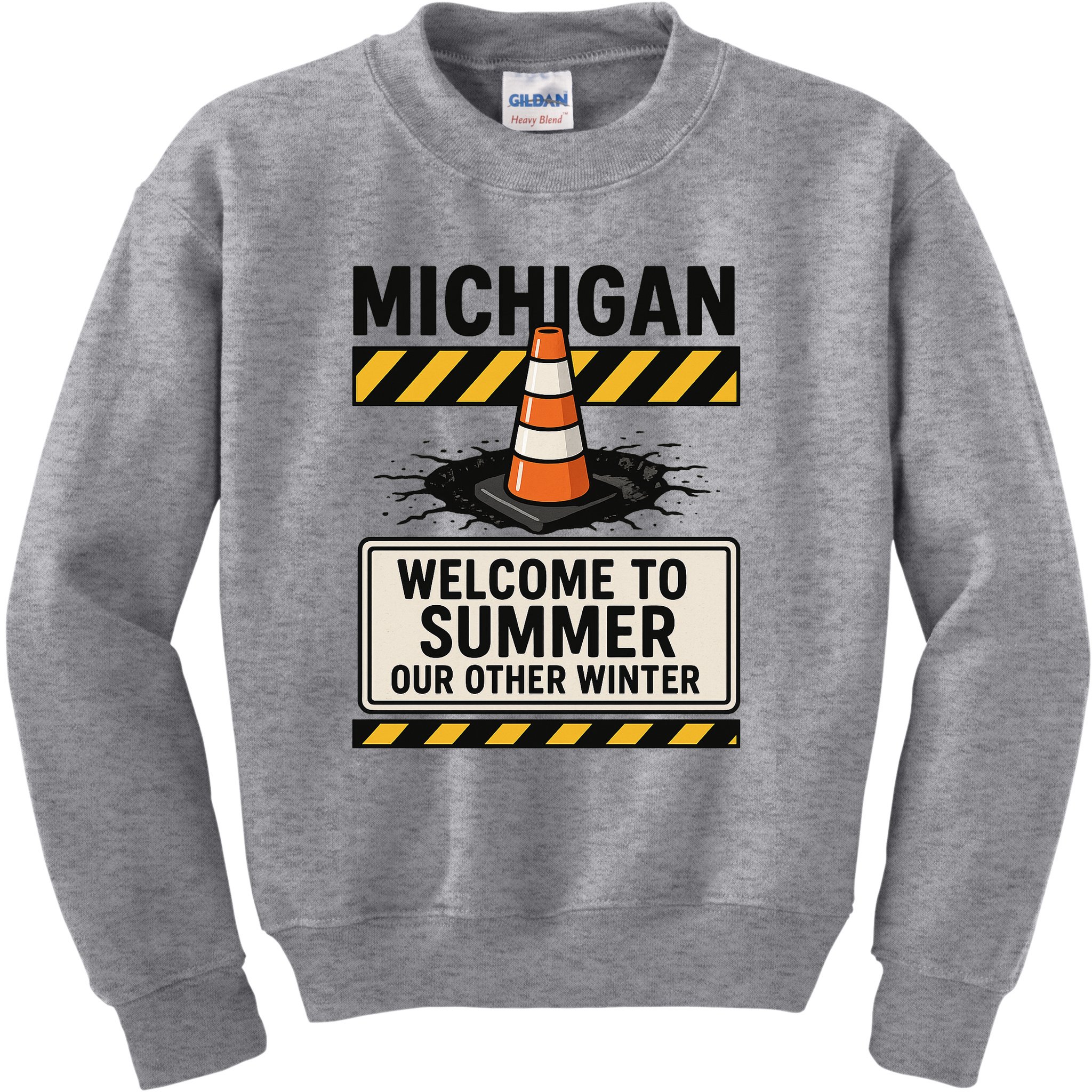 Funny Michigan Summer Our Other Winter Construction Season Kids Sweatshirt