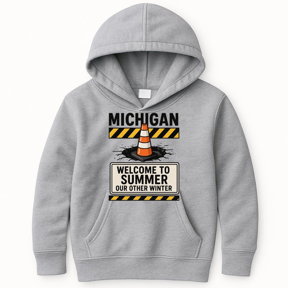 Funny Michigan Summer Our Other Winter Construction Season Kids Hoodie