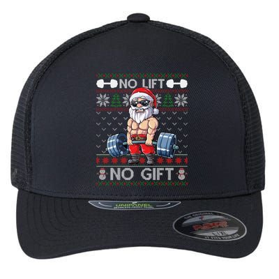 Funny Muscle Santa Lifting Christmas Ugly Christmas Sweater Flexfit Unipanel Trucker Cap