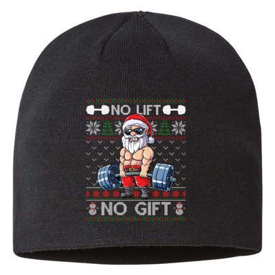 Funny Muscle Santa Lifting Christmas Ugly Christmas Sweater Sustainable Beanie