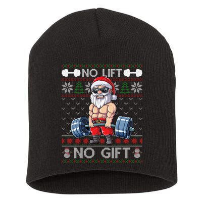 Funny Muscle Santa Lifting Christmas Ugly Christmas Sweater Short Acrylic Beanie