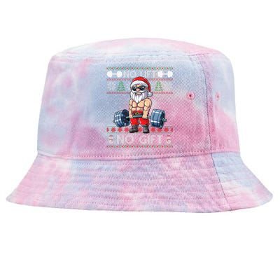 Funny Muscle Santa Lifting Christmas Ugly Christmas Sweater Tie-Dyed Bucket Hat