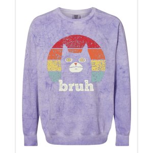 Funny Meme saying Bruh with Cat Greetings Teens Colorblast Crewneck Sweatshirt