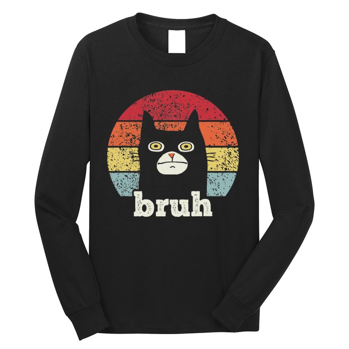 Funny Meme saying Bruh with Cat Greetings Teens Long Sleeve Shirt