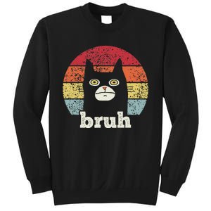 Funny Meme saying Bruh with Cat Greetings Teens Sweatshirt