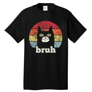 Funny Meme saying Bruh with Cat Greetings Teens Tall T-Shirt