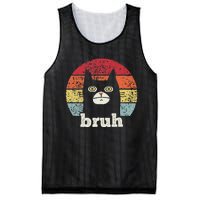 Funny Meme saying Bruh with Cat Greetings Teens Mesh Reversible Basketball Jersey Tank