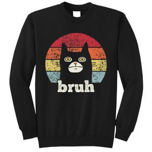 Funny Meme saying Bruh with Cat Greetings Teens Tall Sweatshirt