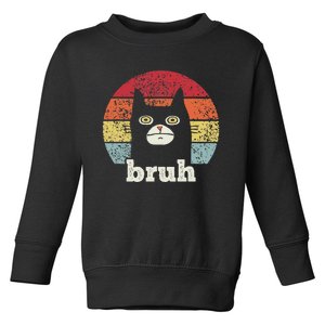 Funny Meme saying Bruh with Cat Greetings Teens Toddler Sweatshirt