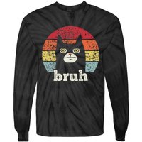 Funny Meme saying Bruh with Cat Greetings Teens Tie-Dye Long Sleeve Shirt