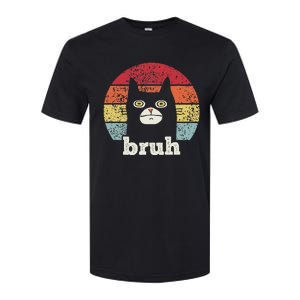 Funny Meme saying Bruh with Cat Greetings Teens Softstyle CVC T-Shirt