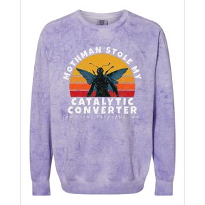 Funny Mothman Stole My Catalytic Converter Mothman Cryptid Colorblast Crewneck Sweatshirt