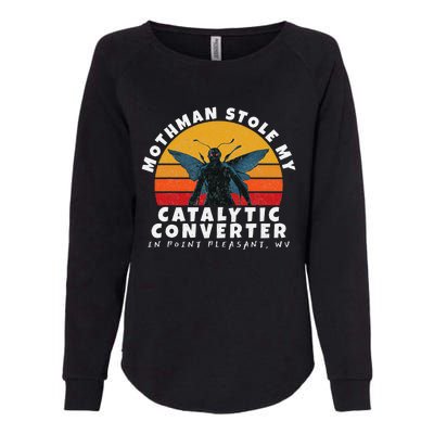 Funny Mothman Stole My Catalytic Converter Mothman Cryptid Womens California Wash Sweatshirt