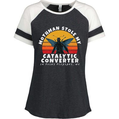 Funny Mothman Stole My Catalytic Converter Mothman Cryptid Enza Ladies Jersey Colorblock Tee