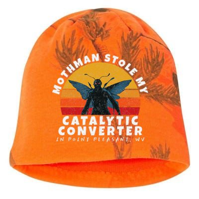 Funny Mothman Stole My Catalytic Converter Mothman Cryptid Kati - Camo Knit Beanie