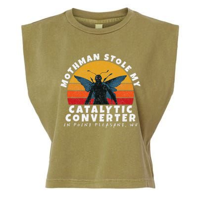 Funny Mothman Stole My Catalytic Converter Mothman Cryptid Garment-Dyed Women's Muscle Tee