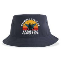 Funny Mothman Stole My Catalytic Converter Mothman Cryptid Sustainable Bucket Hat