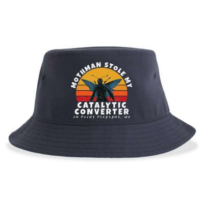 Funny Mothman Stole My Catalytic Converter Mothman Cryptid Sustainable Bucket Hat