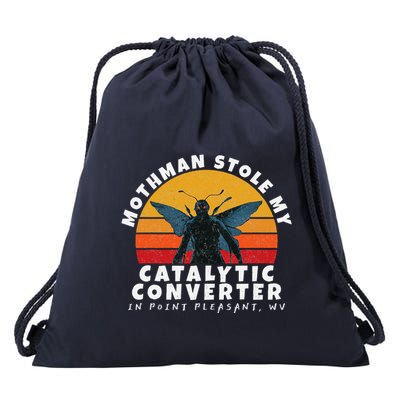 Funny Mothman Stole My Catalytic Converter Mothman Cryptid Drawstring Bag