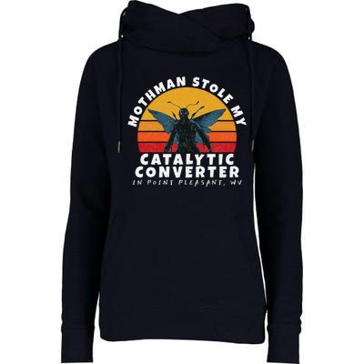 Funny Mothman Stole My Catalytic Converter Mothman Cryptid Womens Funnel Neck Pullover Hood