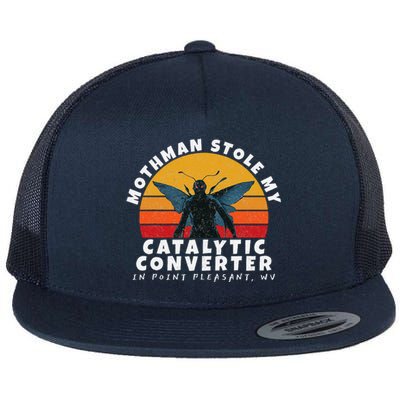 Funny Mothman Stole My Catalytic Converter Mothman Cryptid Flat Bill Trucker Hat