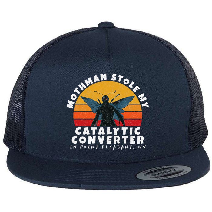 Funny Mothman Stole My Catalytic Converter Mothman Cryptid Flat Bill Trucker Hat