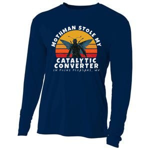 Funny Mothman Stole My Catalytic Converter Mothman Cryptid Cooling Performance Long Sleeve Crew