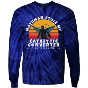 Funny Mothman Stole My Catalytic Converter Mothman Cryptid Tie-Dye Long Sleeve Shirt