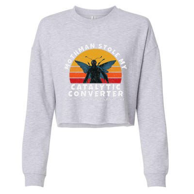 Funny Mothman Stole My Catalytic Converter Mothman Cryptid Cropped Pullover Crew