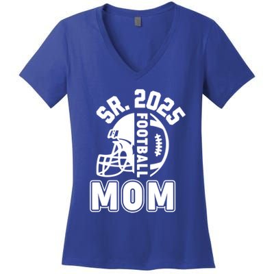 Football Mom Senior 2025 For High College Football Mama Meaningful Gift Women's V-Neck T-Shirt