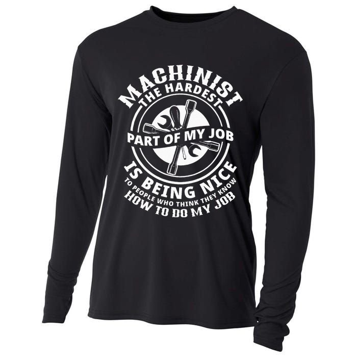 Funny Machinist Sarcastic Machine Operator Cooling Performance Long Sleeve Crew