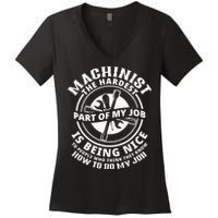 Funny Machinist Sarcastic Machine Operator Women's V-Neck T-Shirt