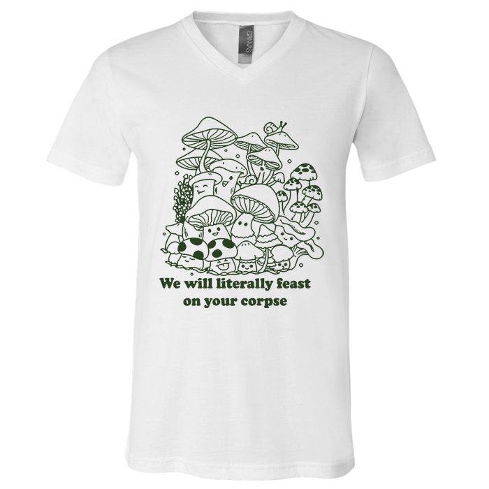 Funny Mushroom Shirts Gift Idea For Fungi Lover V-Neck T-Shirt