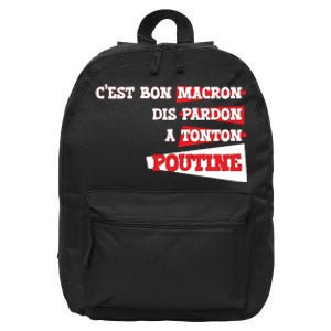 Funny Macron | Say Sorry To Putine 16 in Basic Backpack