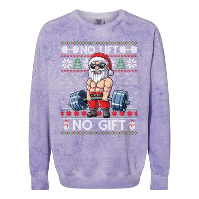 Funny Muscle Santa Lifting Christmas Ugly Christmas Sweater Gift Colorblast Crewneck Sweatshirt