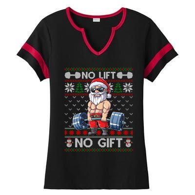 Funny Muscle Santa Lifting Christmas Ugly Christmas Sweater Gift Ladies Halftime Notch Neck Tee