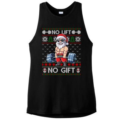 Funny Muscle Santa Lifting Christmas Ugly Christmas Sweater Gift Ladies PosiCharge Tri-Blend Wicking Tank