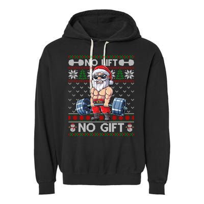 Funny Muscle Santa Lifting Christmas Ugly Christmas Sweater Gift Garment-Dyed Fleece Hoodie