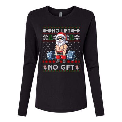 Funny Muscle Santa Lifting Christmas Ugly Christmas Sweater Gift Womens Cotton Relaxed Long Sleeve T-Shirt