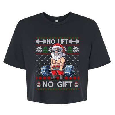 Funny Muscle Santa Lifting Christmas Ugly Christmas Sweater Gift Bella+Canvas Jersey Crop Tee