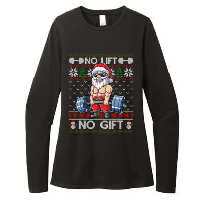 Funny Muscle Santa Lifting Christmas Ugly Christmas Sweater Gift Womens CVC Long Sleeve Shirt