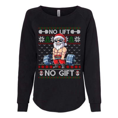 Funny Muscle Santa Lifting Christmas Ugly Christmas Sweater Gift Womens California Wash Sweatshirt